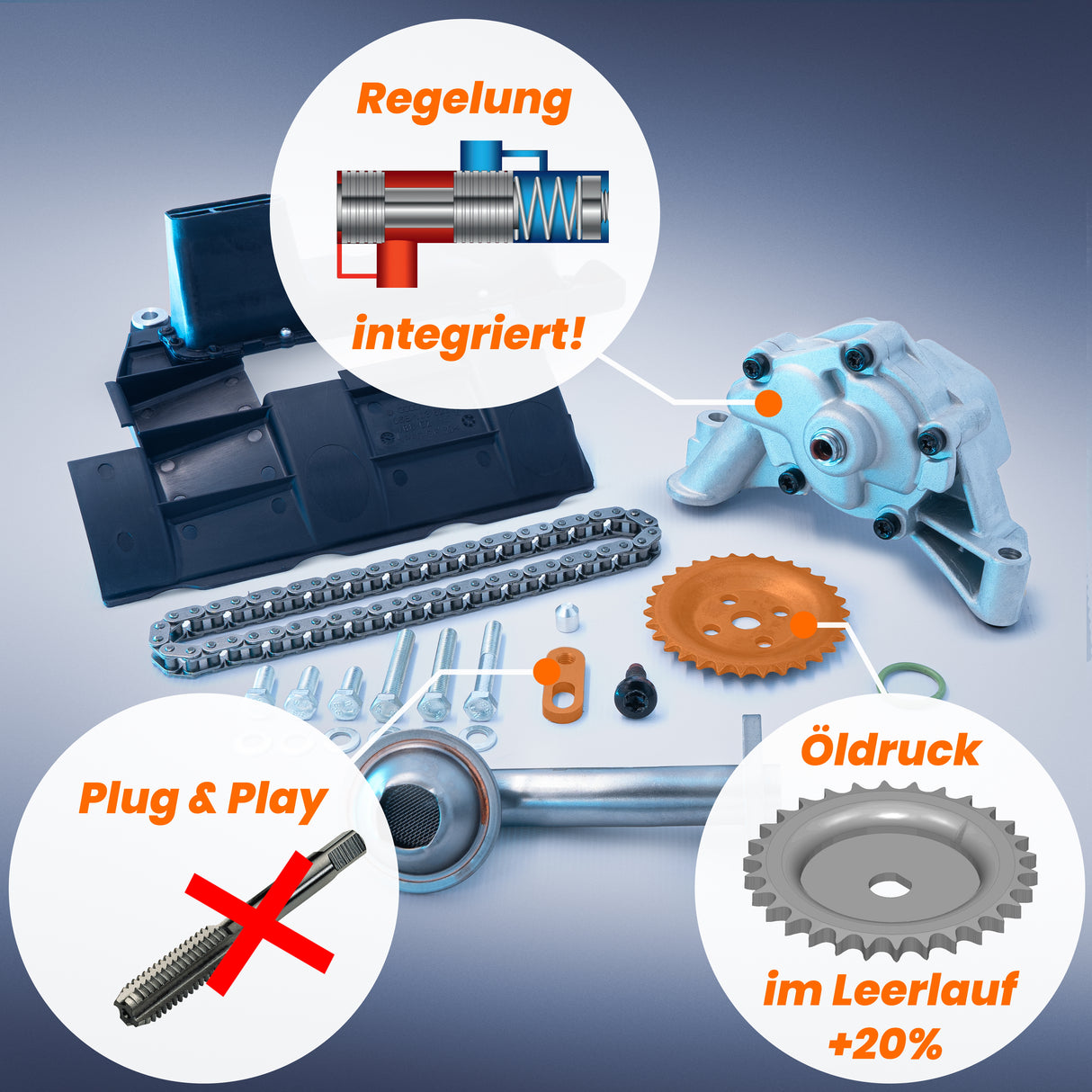 Upgrade Oil Pump For all 2.0 TSI / TFSI (EA113 Gen1) - Plug & Play - 20% more oil pressure -